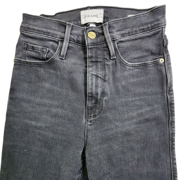 Frame Le Sylvie Slender Straight Jeans Size 25 Dark Wash Cotton/Modal Blend Deni - Picture 1 of 15
